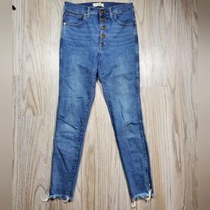 Madewell 10" High-Rise Skinny Jeans in Mackey Wash: Button-Front Edition Size 28